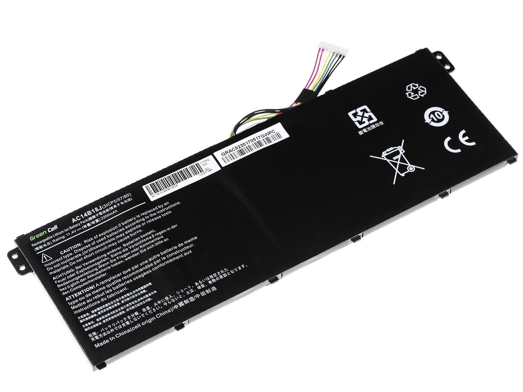 Green Cell Battery for Acer Aspire E 11 ES1-111M ES1-131 E 15 ES1-512 / 11,4V 2100mAh