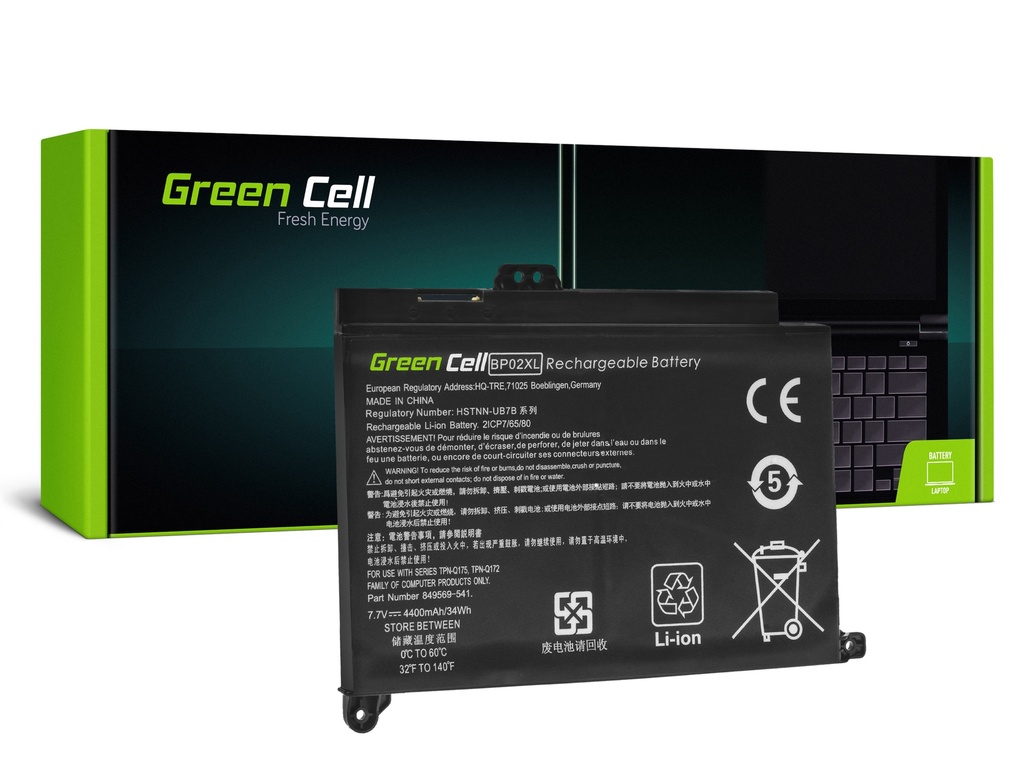 Батерија Green Cell BP02XL за HP Pavilion 15-AU 15-AU051NW 15-AU071NW 15-AU102NW 15-AU107NW 15-AW 15-AW010NW