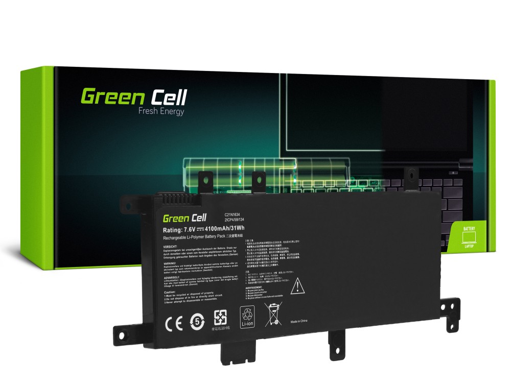 Батерија Green Cell C21N1634 за Asus F542 F542U F542UQ VivoBook 15 R542 R542U R542UA R542UF R542UQ X542 X542U X542UA X542UF